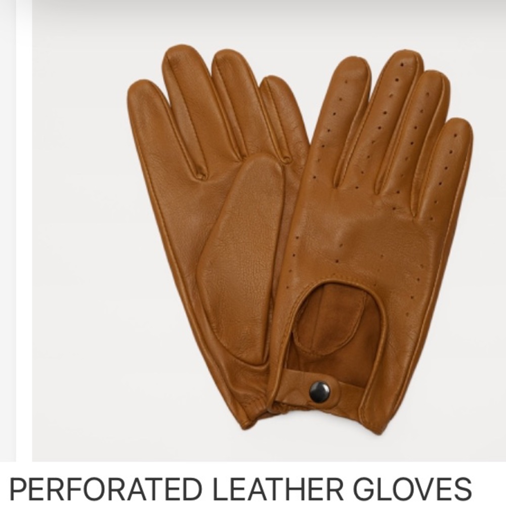 ZARA Moto Driving Gloves Perforated Leather Men's L